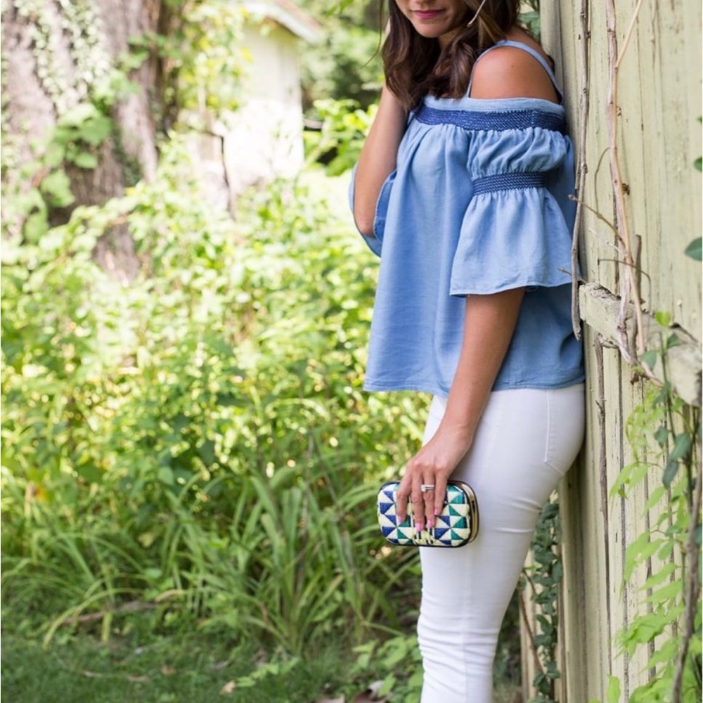 Off-the-shoulder Chambray Top
